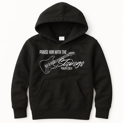 Praise Him With The Strings Christian Guitar God Worship Kids Hoodie