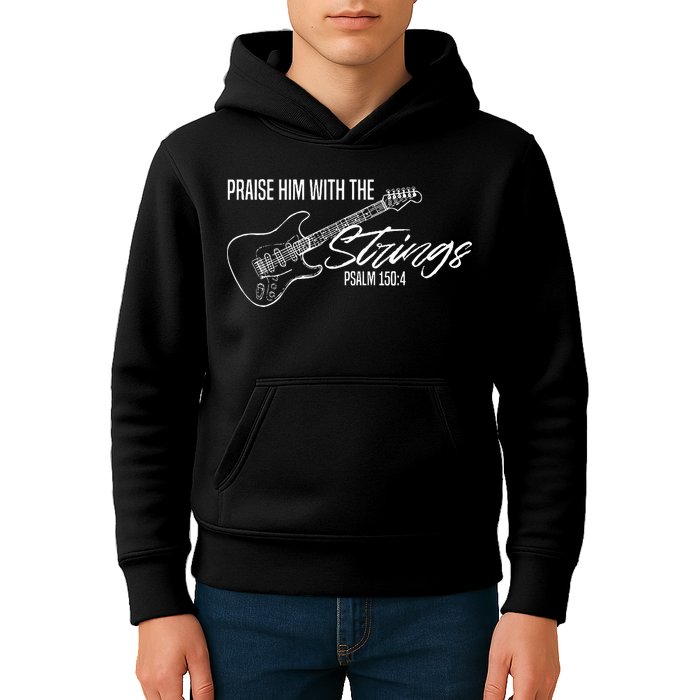 Praise Him With The Strings Christian Guitar God Worship Kids Hoodie