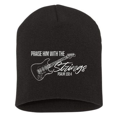 Praise Him With The Strings Christian Guitar God Worship Short Acrylic Beanie