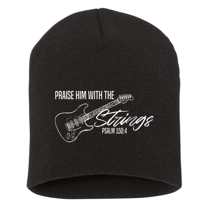 Praise Him With The Strings Christian Guitar God Worship Short Acrylic Beanie