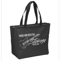 Praise Him With The Strings Christian Guitar God Worship Zip Tote Bag