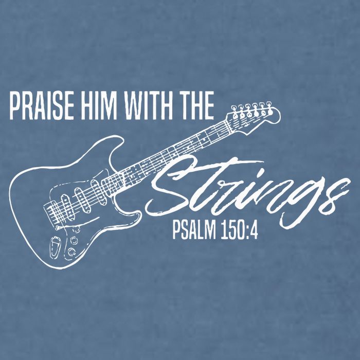 Praise Him With The Strings Christian Guitar God Worship Garment-Dyed Sweatshirt