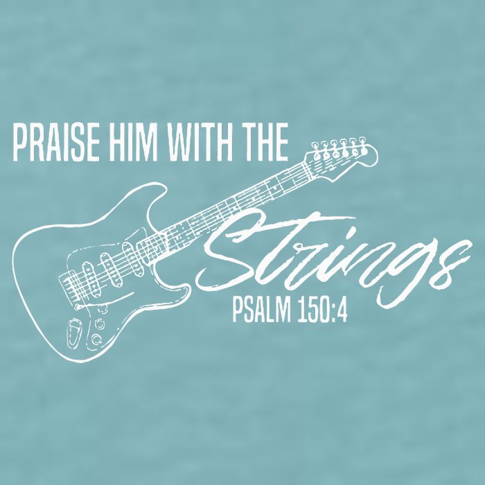 Praise Him With The Strings Christian Guitar God Worship Sueded Cloud Jersey T-Shirt