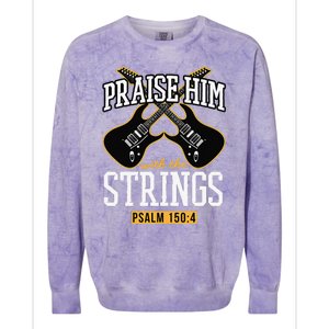 Praise Him With The Strings Guitar Christian Gift Colorblast Crewneck Sweatshirt