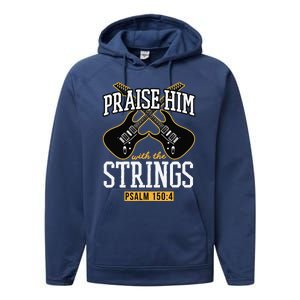 Praise Him With The Strings Guitar Christian Gift Performance Fleece Hoodie