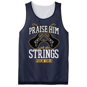 Praise Him With The Strings Guitar Christian Gift Mesh Reversible Basketball Jersey Tank