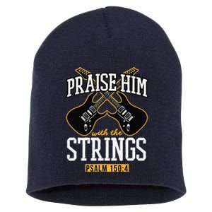 Praise Him With The Strings Guitar Christian Gift Short Acrylic Beanie