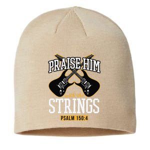 Praise Him With The Strings Guitar Christian Gift Sustainable Beanie