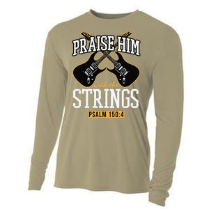 Praise Him With The Strings Guitar Christian Gift Cooling Performance Long Sleeve Crew