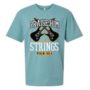 Praise Him With The Strings Guitar Christian Gift Sueded Cloud Jersey T-Shirt