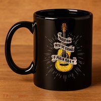 Praise Him With The Strings Jesus Acoustic Guitar Christian 11oz C Handle Ceramic Mug