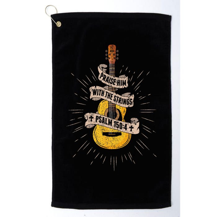 Praise Him With The Strings Jesus Acoustic Guitar Christian Golf Towel