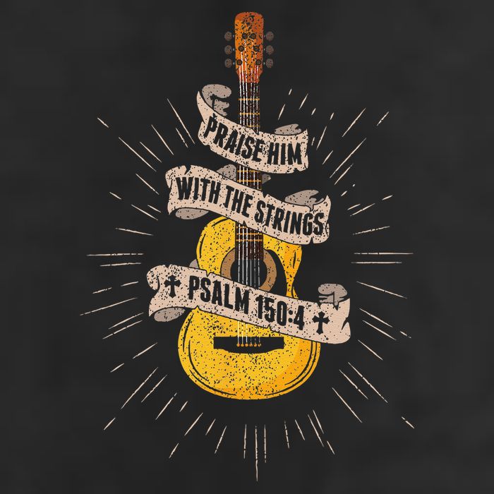 Praise Him With The Strings Jesus Acoustic Guitar Christian Golf Towel