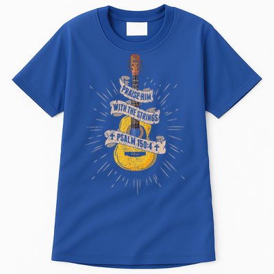 Praise Him With The Strings Jesus Acoustic Guitar Christian Tall T-Shirt