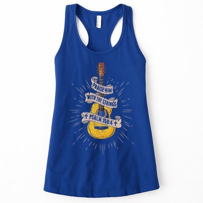 Praise Him With The Strings Jesus Acoustic Guitar Christian Womens Tank Top