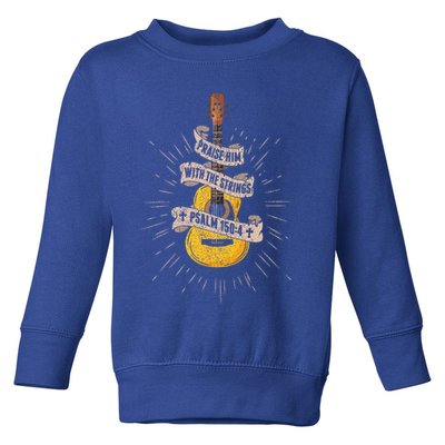Praise Him With The Strings Jesus Acoustic Guitar Christian Toddler Sweatshirt