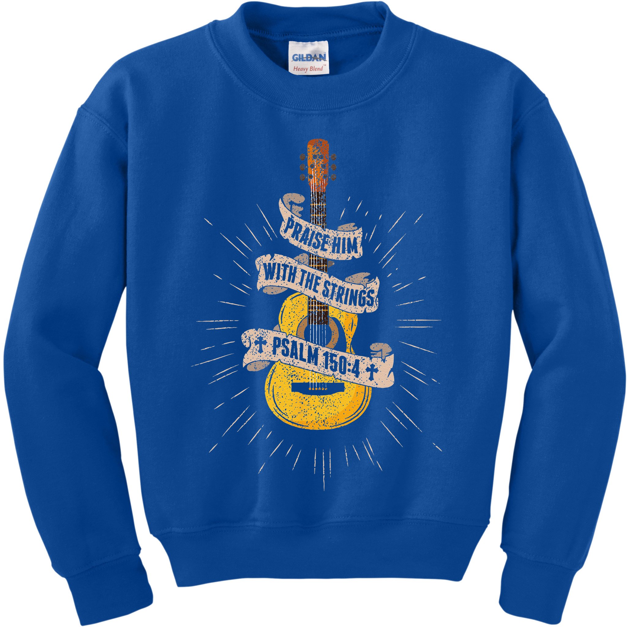 Praise Him With The Strings Jesus Acoustic Guitar Christian Kids Sweatshirt