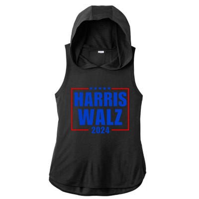 President Harris Walz 2024 Kamala Harris Tim Walz Vote Ladies PosiCharge Tri-Blend Wicking Draft Hoodie Tank