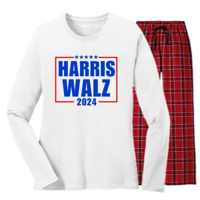 President Harris Walz 2024 Kamala Harris Tim Walz Vote Women's Long Sleeve Flannel Pajama Set 