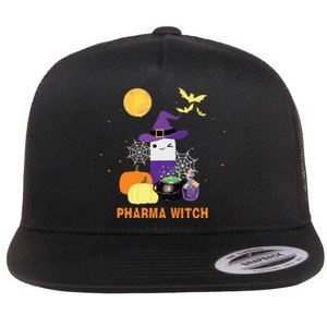 Pharmacist Halloween Women Pharmacy Tech Pharma Witch Flat Bill Trucker Hat