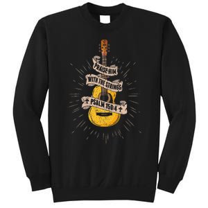 Praise Him With The Strings Jesus Acoustic Guitar Christian Sweatshirt