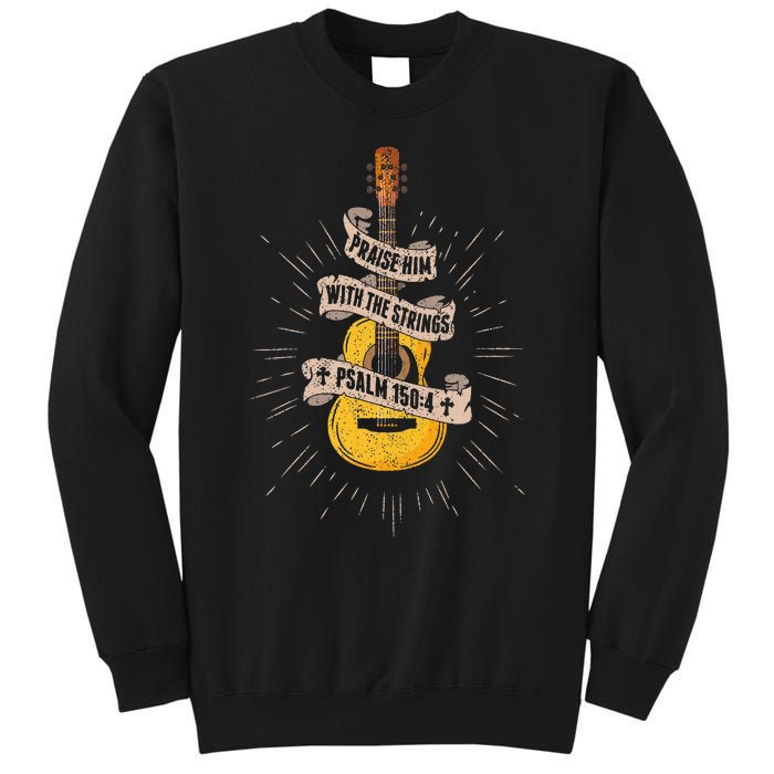 Praise Him With The Strings Jesus Acoustic Guitar Christian Sweatshirt