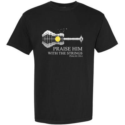 Praise Him With The Strings Christian Guitar Player Garment-Dyed Heavyweight T-Shirt