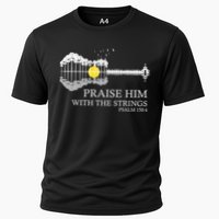Praise Him With The Strings Christian Guitar Player Cooling Performance Crew T-Shirt