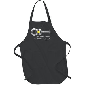 Praise Him With The Strings Christian Guitar Player Full-Length Apron With Pockets