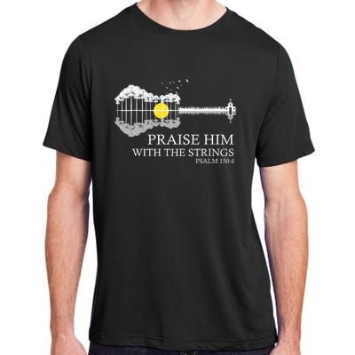 Praise Him With The Strings Christian Guitar Player Adult ChromaSoft Performance T-Shirt