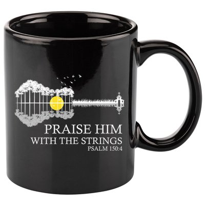 Praise Him With The Strings Christian Guitar Player 11oz C Handle Ceramic Mug