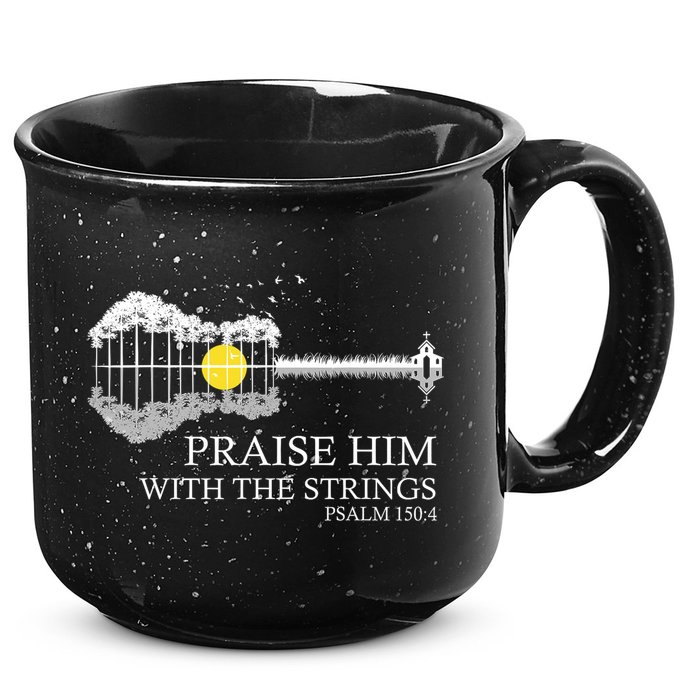 Praise Him With The Strings Christian Guitar Player 15oz Campfire Ceramic Mug
