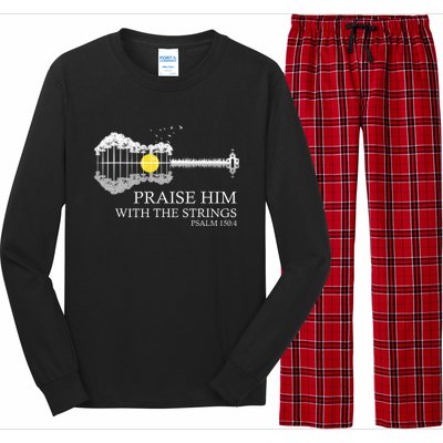 Praise Him With The Strings Christian Guitar Player Long Sleeve Pajama Set