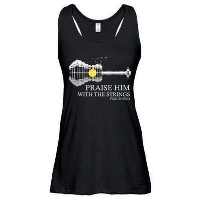 Praise Him With The Strings Christian Guitar Player Ladies Essential Flowy Tank