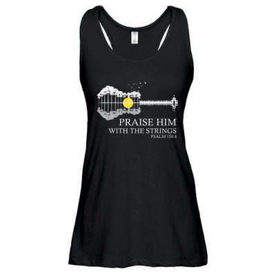 Praise Him With The Strings Christian Guitar Player Ladies Essential Flowy Tank