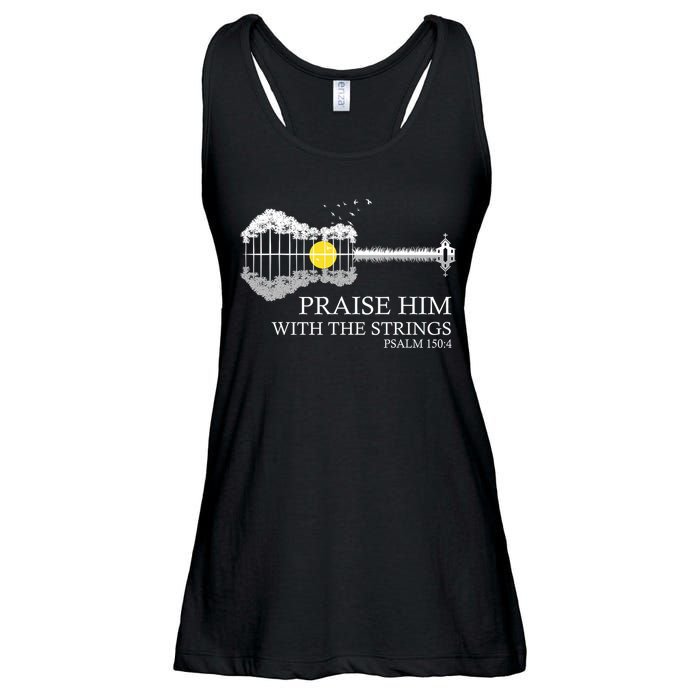 Praise Him With The Strings Christian Guitar Player Ladies Essential Flowy Tank