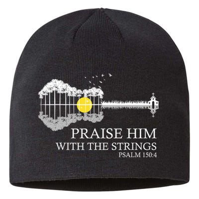 Praise Him With The Strings Christian Guitar Player Sustainable Beanie