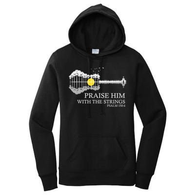 Praise Him With The Strings Christian Guitar Player Women's Pullover Hoodie