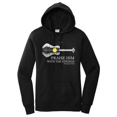 Praise Him With The Strings Christian Guitar Player Women's Pullover Hoodie