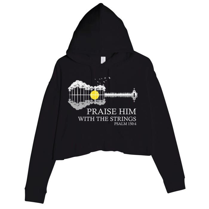 Praise Him With The Strings Christian Guitar Player Crop Fleece Hoodie