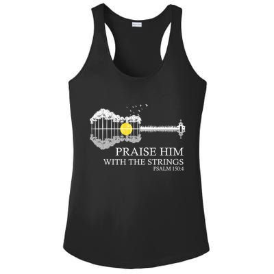 Praise Him With The Strings Christian Guitar Player Ladies PosiCharge Competitor Racerback Tank