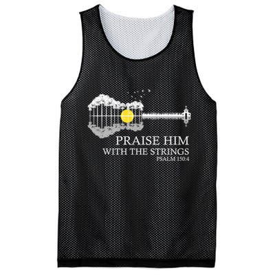 Praise Him With The Strings Christian Guitar Player Mesh Reversible Basketball Jersey Tank