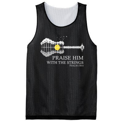 Praise Him With The Strings Christian Guitar Player Mesh Reversible Basketball Jersey Tank