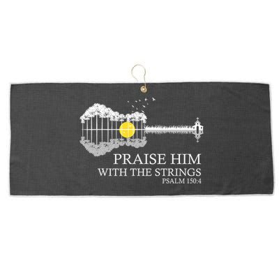 Praise Him With The Strings Christian Guitar Player Large Microfiber Waffle Golf Towel