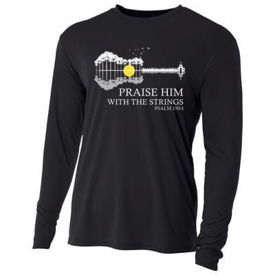 Praise Him With The Strings Christian Guitar Player Cooling Performance Long Sleeve Crew