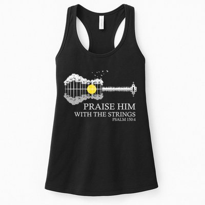 Praise Him With The Strings Christian Guitar Player Womens Tank Top