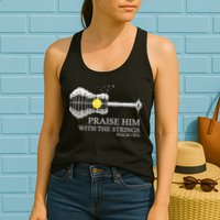 Praise Him With The Strings Christian Guitar Player Womens Tank Top