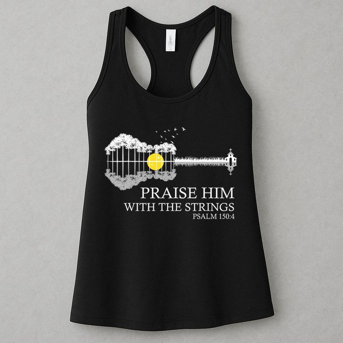 Praise Him With The Strings Christian Guitar Player Womens Tank Top