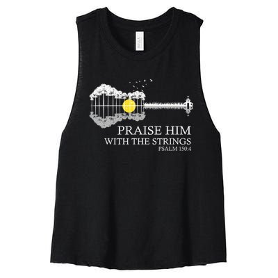 Praise Him With The Strings Christian Guitar Player Women's Racerback Cropped Tank