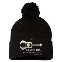 Praise Him With The Strings Christian Guitar Player Pom Pom 12in Knit Beanie
